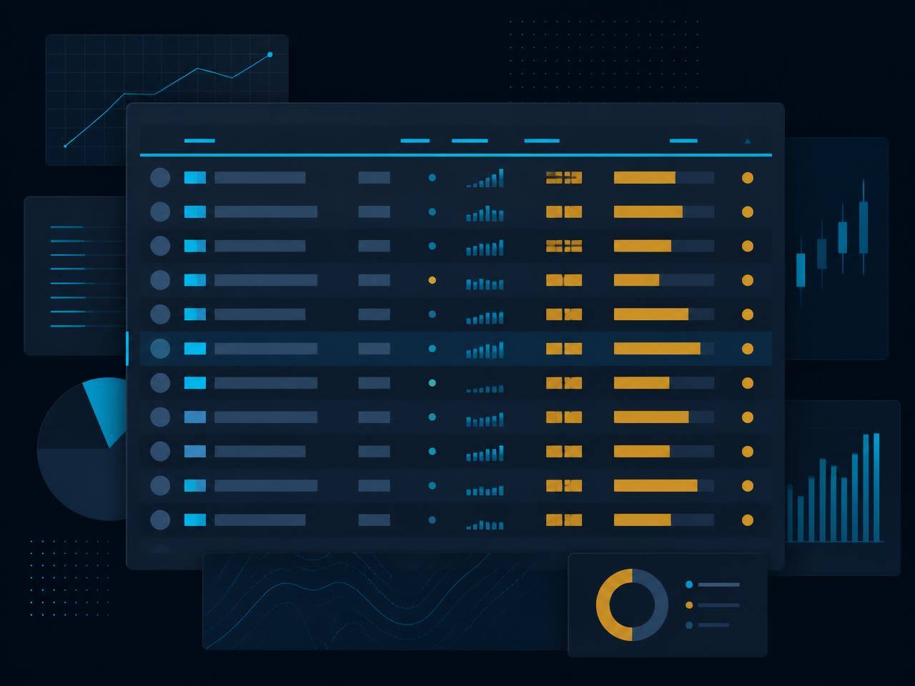 Illustration of a ranking table of Kenyan betting operators with cyan and amber data highlights